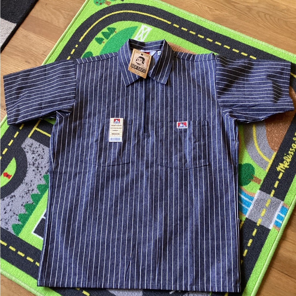 Ben Davis Navy Striped Casual Shirt